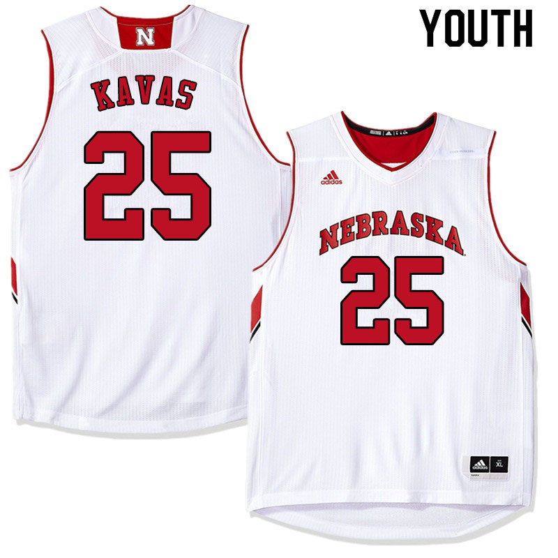Youth #25 Matej Kavas Nebraska Cornhuskers College Basketball Jerseys Sale-White